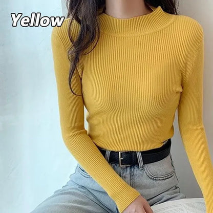 Women'S Fashion Winter Knitted Turtleneck Sweater Wool Sweater Long Sleeve round Neck Pullovers Casual Sweaters