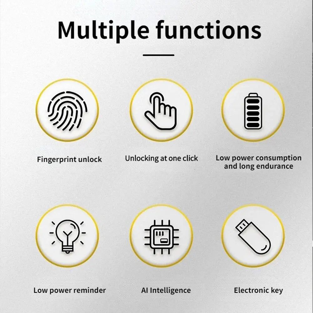 Smart Lock: Bærbar, smart, genopladelig USB-hængelås med fingeraftryk